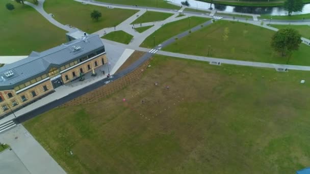 Музей Художньої Галереї Suwalki Muzeum Stara Laznia Aerial View Poland — стокове відео