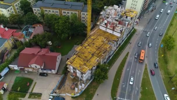Building Construction Bialystok Budynek Budowa Aerial View Polsko Vysoce Kvalitní — Stock video