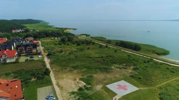 Vacker Utsikt Vistula Lagoon Krynica Morska Zalew Wislany Flygfoto Polen — Stockvideo
