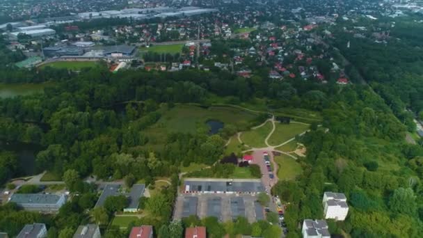 Panorama Square Skwer Pruszkowiacy Pruszkow Luchtfoto View Polen Hoge Kwaliteit — Stockvideo