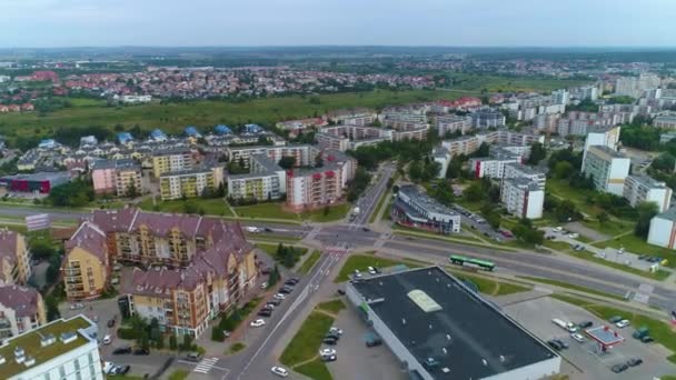 Hermosa Urbanización Swobodna Street Bialystok Krajobraz Vista Aérea Polonia Imágenes — Vídeos de Stock
