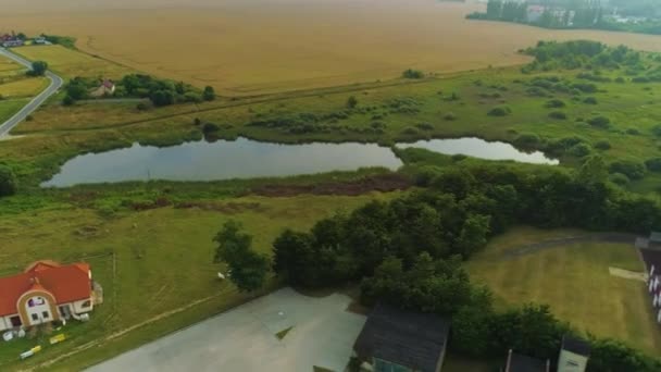 Ландшафтный Pond Puck Воздушный Вид Польши Высококачественные Кадры — стоковое видео