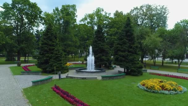 Fountain Park Konstytucji Suwałki Fontanna Aerial View Poland Wysokiej Jakości — Wideo stockowe