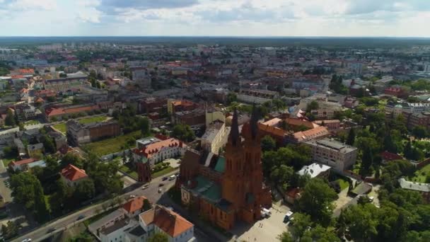 Panorama Basilica Wloclawek Bazylika Nmp Flygfoto Polen Högkvalitativ Film — Stockvideo