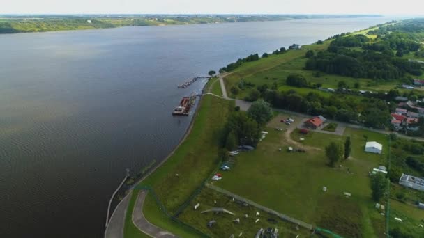 Prachtige Landschap Shore River Vistula Wloclawek Krajobraz Luchtfoto View Polen — Stockvideo