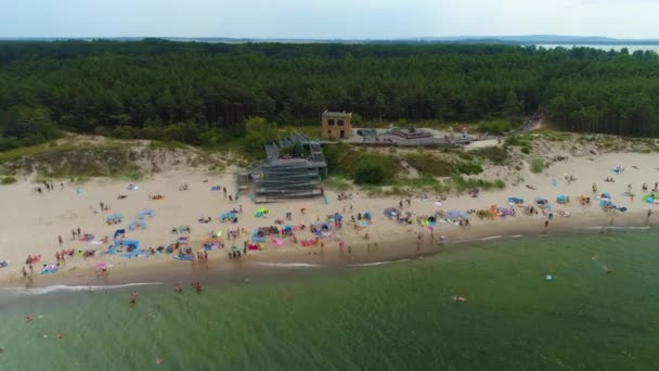 全景海滩波罗的海湖畔莫兹广场波兰巴尔的斯海景 高质量的4K镜头 — 图库视频影像