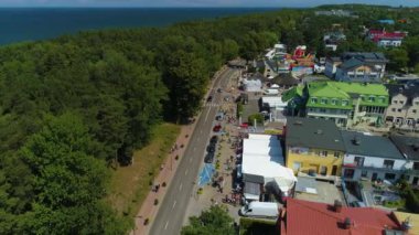 Ana Cadde Jastrzebia Gora Piekny Krajobraz Hava Görüntüsü Polonya. Yüksek kalite 4k görüntü