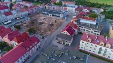 Eski Kasaba Marketi Lomza, Miasto Rynek Hava Görüntüsü Polonya. Yüksek kalite 4k görüntü