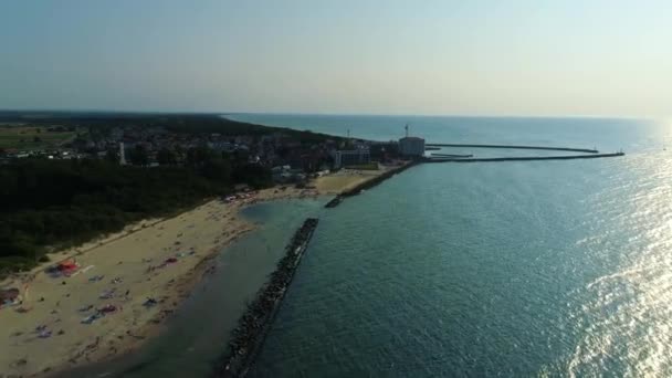 Schöne Landschaft Strand Meer Darlowo Piekny Krajobraz Luftaufnahme Polen Hochwertiges — Stockvideo