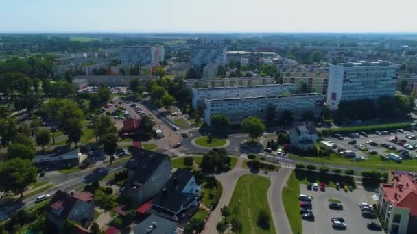 Rondo Lubin Panorama Aerial View Poland Vysoce Kvalitní Záběry — Stock video