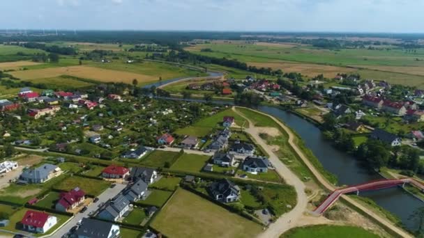 Güzel Peyzaj Nehri Wieprza Darlowo Krajobraz Hava Manzarası Polonya Yüksek — Stok video