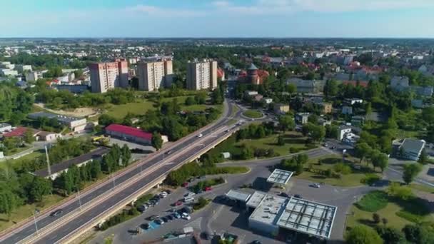 Rondo Walesy Felhőkarcolók Gniezno Panorama Aerial View Lengyelország Kiváló Minőségű — Stock videók
