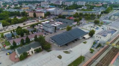 Tren İstasyonu Bialystok Dworzec Kolejowy Hava Görüntüsü Polonya. Yüksek kalite 4k görüntü