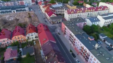 Eski Kasaba Marketi Lomza, Miasto Rynek Hava Görüntüsü Polonya. Yüksek kalite 4k görüntü