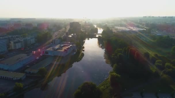 Όμορφη Panorama River Brda Bydgoszcz Rzeka Aerial View Πολωνία Υψηλής — Αρχείο Βίντεο