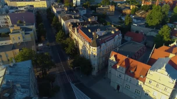Tenement Park Kosciuszki Gniezno Kamienice Luftaufnahme Polen Hochwertiges Filmmaterial — Stockvideo