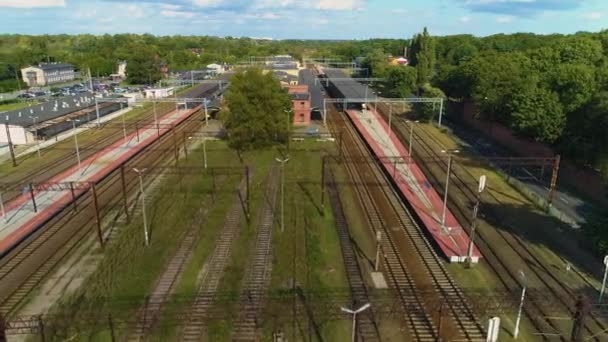 Stazione Ferroviaria Torun Glowny Dworzec Kolejowy Vista Aerea Polonia Filmati — Video Stock