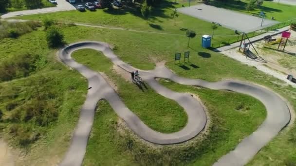 Pumptrack Rumia Bikepark Bojanowski Aerial View Poland Imagens Alta Qualidade — Vídeo de Stock