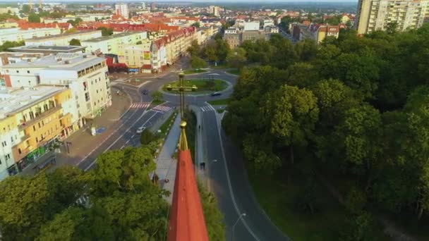 Ortodox Templom Stargard Cerkiew Piotra Pawla Rondo Aerial View Lengyelország — Stock videók