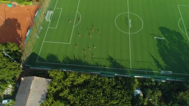 Mks Podlasie Stadium Biala Podlaska Stadion Luftaufnahme Polen Hochwertiges Filmmaterial — Stockvideo