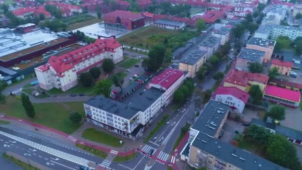 Armii Krajowej Street Elk Deszcz Rain Aerial View Poland Vysoce — Stock video
