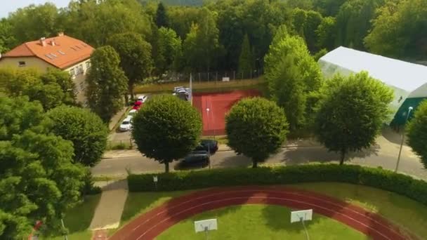 Basketbalové Hřiště Wejherowo Boisko Koszykowki Aerial View Poland Vysoce Kvalitní — Stock video