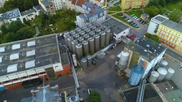 Pivovar Plant Koszalin Zaklad Browarski Browar Aerial View Polsko Vysoce — Stock video
