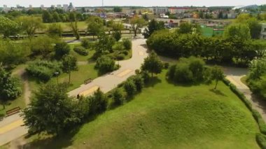 Park Wladyslawa Lokietka Wloclawek Şehir Merkezi Hava Görüntüsü Polonya. Yüksek kalite 4k görüntü