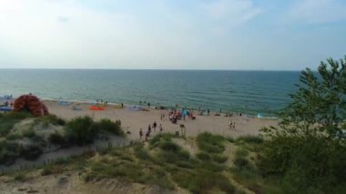 Baltık Denizi Plajı Uniescie Mielno Plaza Morze Hava Görüntüsü Polonya. Yüksek kalite 4k görüntü