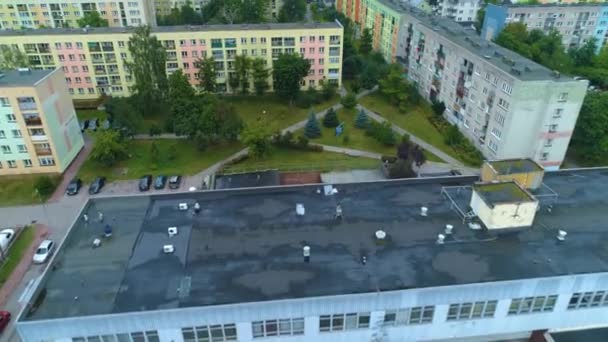 Blocks Estate Suwalki Bloki Osiedle Sejnenska Aerial View Polen Hochwertiges — Stockvideo
