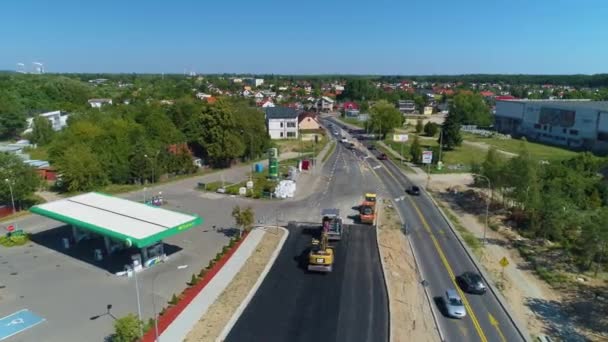 Road Construction Konin Budowa Drogi Aerial View Poland High Quality — Stock Video