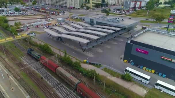 Buszpályaudvar Bialystok Dworzec Autobusowy Pks Aerial View Lengyelország Kiváló Minőségű — Stock videók