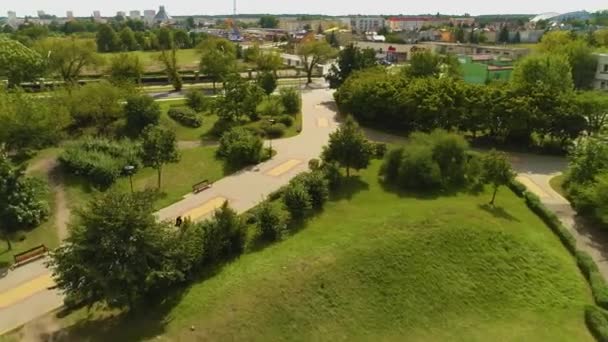 Park Wladyslawa Lokietka Wloclawek Downtown Aerial View Polsko Vysoce Kvalitní — Stock video