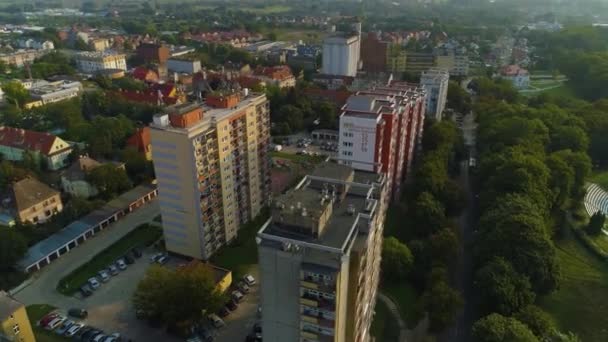 Szewska Basztowa Stargard Wiezowce Aerial View Poland摩天大楼街高质量的4K镜头 — 图库视频影像
