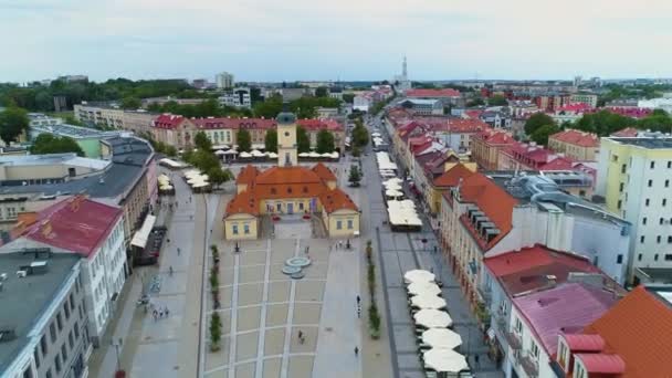 Staré Město Rynek Kosciuszki Square Bialystok Aerial View Polsko Vysoce — Stock video