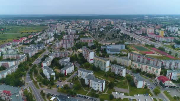 Mooie Housing Estate Swobodna Street Bialystok Krajobraz Luchtfoto View Polen — Stockvideo