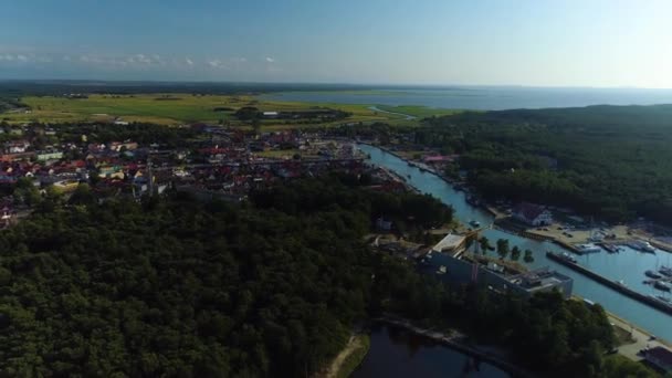 Yacht Harbor Leba Port Jachtowy Aerial View Polen Hoge Kwaliteit — Stockvideo