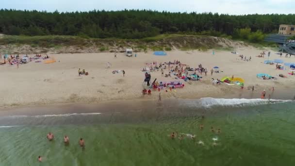 Panorama Beach Mar Báltico Lazy Plaza Morze Baltyckie Vista Aérea — Vídeo de Stock