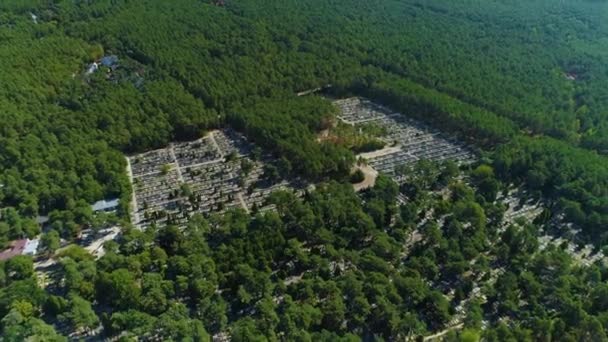Panorama Forest Cemetery Otwock Las Cmentarz Aerial View Poland Vysoce — Stock video