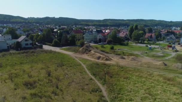 Bikepark Bojanowski Rumia Aerial View Lengyelország Kiváló Minőségű Felvételek — Stock videók