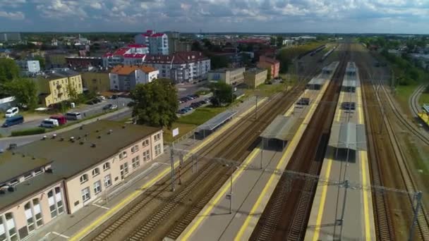 Stazione Ferroviaria Siedlce Dworzec Kolejowy Vista Aerea Polonia Filmati Alta — Video Stock