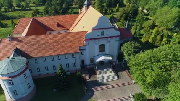 Franciscaner Klooster Konin Klasztor Franciszkanow Luchtfoto Polen Hoge Kwaliteit Beeldmateriaal — Stockvideo