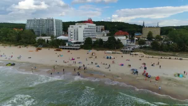 Plaża Bałtyk Międzyzdroje Plaza Morze Bałtyckie Widok Lotu Ptaka Polska — Wideo stockowe
