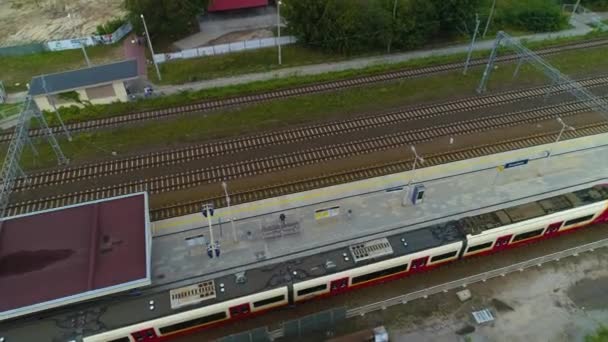 Železniční Stanice Pruszkow Dworzec Kolejowy Aerial View Polsko Vysoce Kvalitní — Stock video
