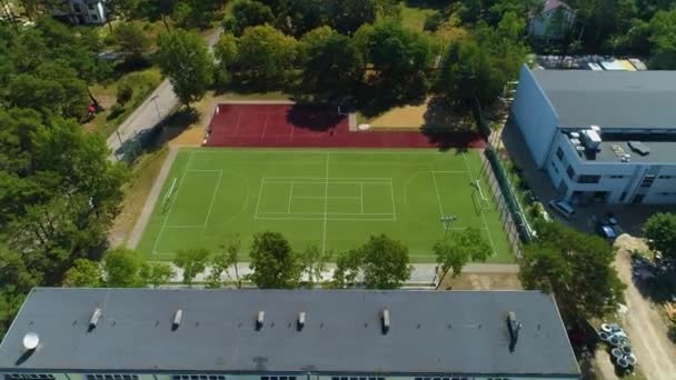 Elementary School Otwock Szkola Boisko Aerial View Poland High Quality — Stock Video