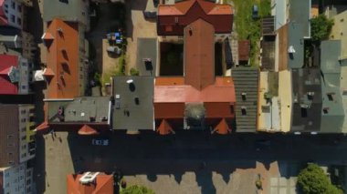 Plac Jakuba Wejhera Wejherowo Rynek Merkezi Pazar Meydanı Hava Görüntüsü Polonya. Yüksek kalite 4k görüntü