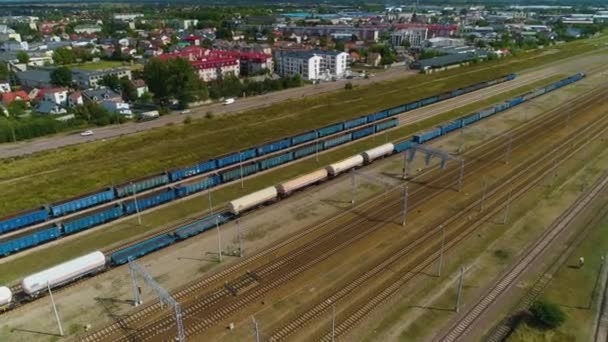 Railway Tracks Siedlce Tory Kolejowe Aerial View Poland High Quality — Stock Video