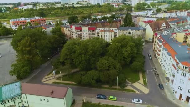 Plac Broniewskiego Square Slupsk Aerial View Poland 高质量的4K镜头 — 图库视频影像