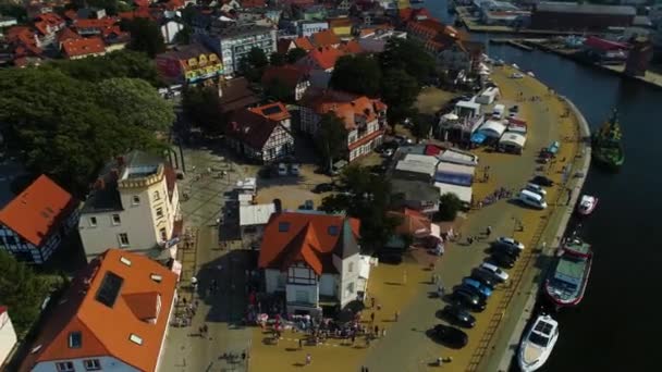 Port Bulvarı Ustka Bulwar Portowy Havadan Polonya Yüksek Kalite Görüntü — Stok video