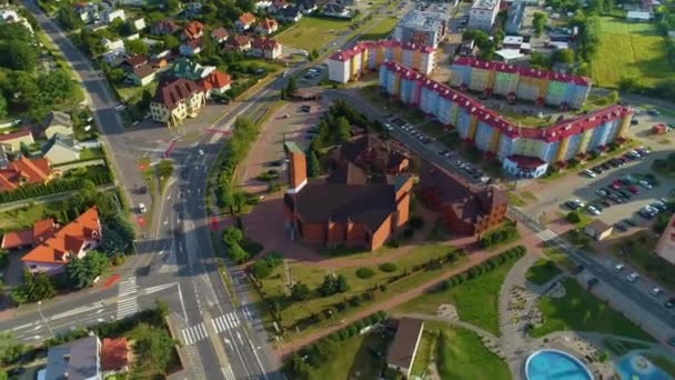 Kerk Osiedle Jagiellonskie Biala Podlaska Kosciol Luchtfoto View Polen Hoge — Stockvideo